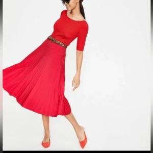 Boden Brione Knit Pleated Midi Dress Red Pink Fit & Flare Women’s Sz 4 Parisian - Picture 1 of 9