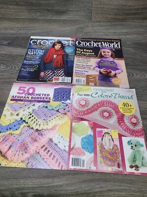 4 MAG* CROCHET WORLD 2009 & 2019/CROCHET TODAY 2010/50 CROCHETED 阿富汗边界 — 第 1/4 张图片