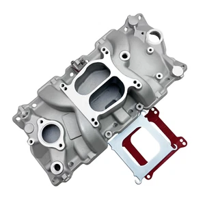 1955-86 colector de admisión de bloque pequeño Chevy diámetro extendido doble plano 305 327 350 V8 - Imagen 1 de 4