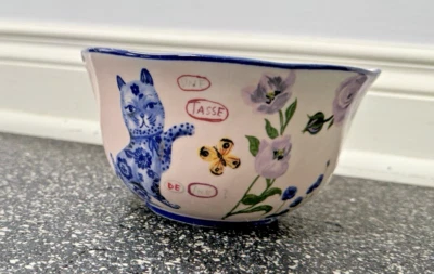 New Anthropologie Nathalie Lete Cat Cereal Bowl - Image 1 of 4