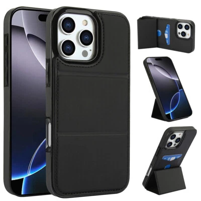 For iPhone 16 Pro Max 15 14 13 12 11 XS Shockproof Wallet Card Holder Case Cover - Image 1 of 4