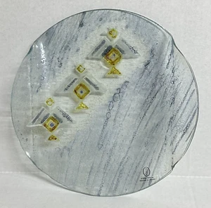Fused Art Glass Plate Freeform Native American Tribal Thunderbird 10" Handmade - Picture 1 of 11