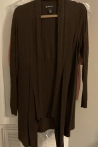 INC INTERNATIONAL CONCEPTS Open Waterfall Ribbed Light Weight Cardi Brown L - Picture 1 of 6