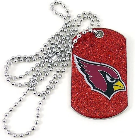 NFL Glitter Dog Tag Chain Necklace with Logo Cover