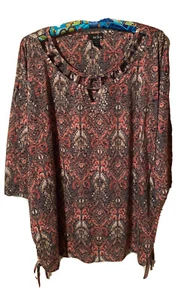 Erika Long Sleeve Shirt Key Hole Poly Blend Blouse 3X 26/28. T20 - Picture 1 of 5