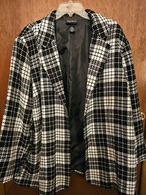 Maggie Barnes Black and White Check Blazer 28W - Image 1 of 4