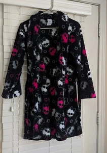 Accappatoio cravatta peluche Monster High taglia XL 14-16 vintage nero e fucsia teschi e stelle - Foto 1 di 5