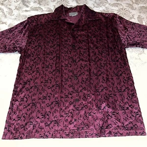 Vintage 90s Pop Icon Men’s Medium Maroon All Over Print Club Shirt - Picture 1 of 4