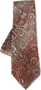 Fratello Men's Necktie & Hanky Set Orange Melon Beige Polyester 3.5" Wide - Picture 1 of 5