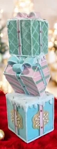 Christmas Holiday Pastel Stacked Gingerbread Gift Box Decor 14" Figure New - Picture 1 of 1