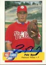 1995 Piedmont Phillies PETE NYARI Signed Card autograph Erie, PA ITALIAN BASEBAL