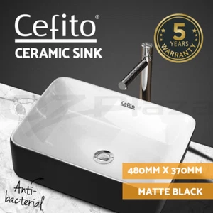 Cefito Ceramic Bathroom Vanity Basin Sink Above Counter Basins Bowl Black White - Picture 1 of 11