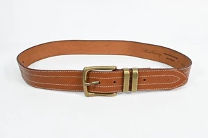 Vintage Burberry Belt brown Leather Stitched 1990s Size 33" - 34" Waist - Picture 1 of 13