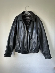 Vintage Wilsons Black Leather Jacket Metal Zipper Size XL Thinsulate - Picture 1 of 9