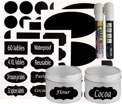EHOMEA2Z Chalkboard Jar Labels for Canning Mason Jars Premium Reusable Stickers Glass Cha