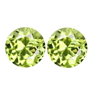 2.72Ct IF [2Pcs Pair] Gorgeous Round 6.6 MM Greenish Yellow Natural Sillimanite - Picture 1 of 5