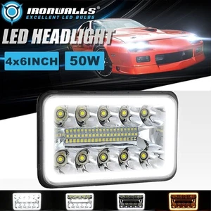 For Chevrolet Camaro 1983-92 4x6" LED Headlight Hi-Lo DRL Turn Signal H4656/4651 - Picture 1 of 12