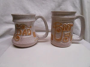 Lot of 2 VINTAGE POTTERY CRAFT 5 CENT BEER MUG STONEWARE & DAD CUP RARE - Picture 1 of 6