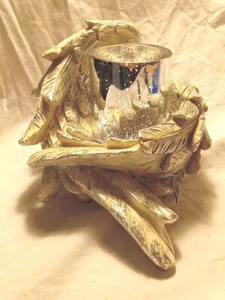 ANGEL WINGS Candle Holder "Electric" SILVER Painted *Not Working* Battery Candle - Picture 1 of 5