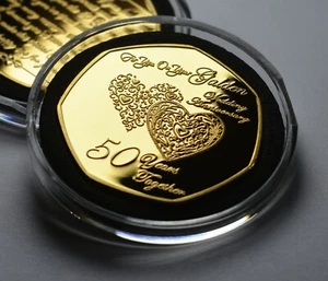 50. GOLDENER HOCHZEITSTAG 24ct Gold Gedenkfeier. Geschenk/Präsent 50 Jahre - Bild 1 von 12