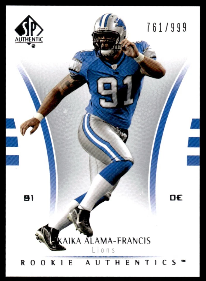 2007 SP Authentic Ikaika Alama-Francis Rookie 761/999 Detroit Lions #179 R53 - Image 1 of 2