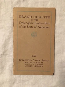 Grand Chapter Order Eastern Star Nebraska 1927 booklet 52nd annual session - Picture 1 of 3