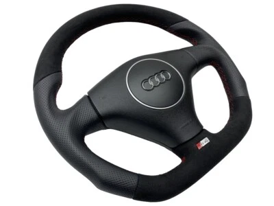 AUDI A4 S4 8E B6 Lenkrad Leder Alcantara mit Airbag Daumen Abgeflacht - Bild 1 von 4