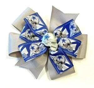 Beautiful Silver Dallas Cowboys inspired hair bow for girls. - Picture 1 of 2