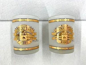 National Finals Rodeo 1991 Old Fashion Glasses Frosted Bar Cocktails Drinks A - Picture 1 of 5