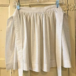 Apron - Tie Back at Waist - White w/ Blue Polka Dot Pattern 17" - Picture 1 of 4