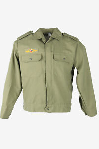 Vintage Deadstock Slowakei Armee Button-Down Shirts für Männer grün -01