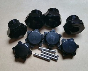 1/8 Scale RC Buggy 17mm Alloy Wheel Hub Adaptors with Cover Nuts & Pins Black - Picture 1 of 3