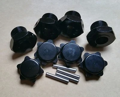 1/8 Scale RC Buggy 17mm Alloy Wheel Hub Adaptors with Cover Nuts & Pins Black - Image 1 of 3