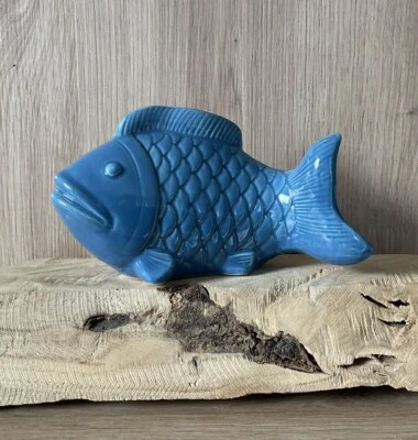 Deko Figur Statue Fisch Fish Blau Glanz Keramik Maritim Meer Strand Sommer - Bild 1 von 4