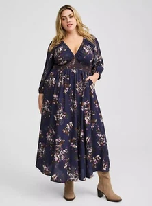 Maxi Vestido Torrid Azul Floral Nuevo con Etiquetas Nuevo 4X - Imagen 1 de 11