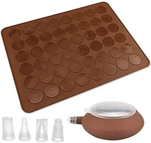 Macarons Backmatte Braun Silikon Backmatte 48 Löcher Macarons Silikonmatte Silik - Bild 1 von 12