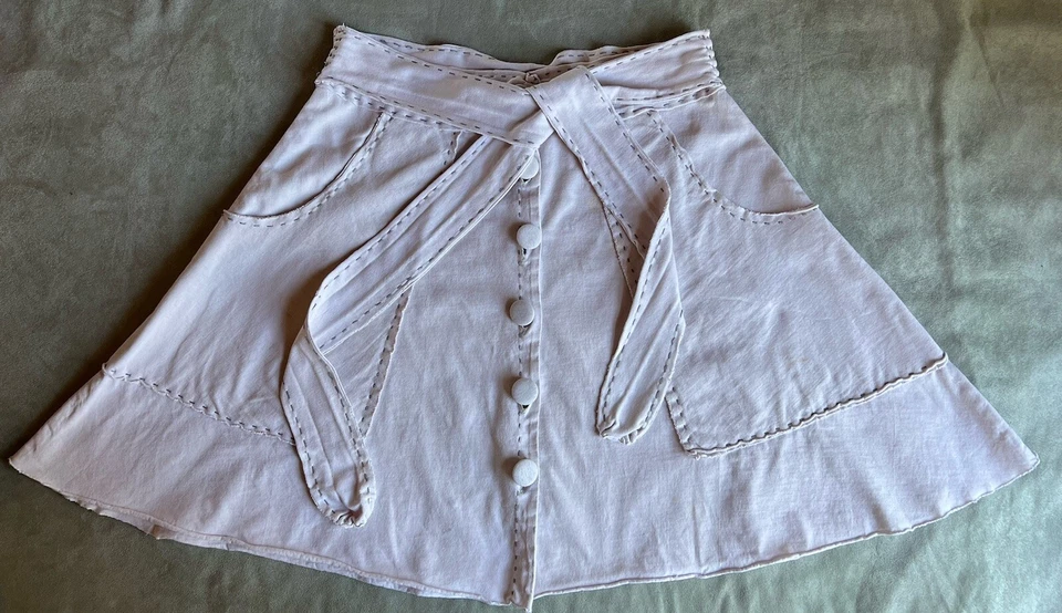 Project Alabama White Button Front Tie Waist Flared Skirt M/L EUC Rare Couture - Image 1 of 4
