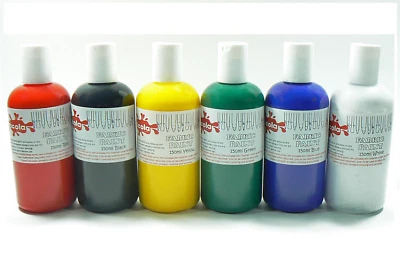 SCOLA 150ml BOTTLES OF PERMANENT FABRIC PAINT RED GREEN WHITE BLUE BLACK YELLOW