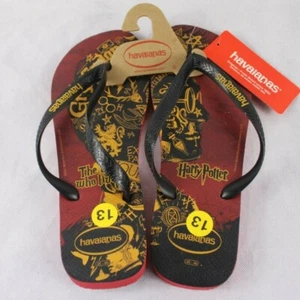 Havaianas Harry Potter Rubber Flip Flops Mens Sz 13 Gryffindor Beach Pool New - Picture 1 of 6