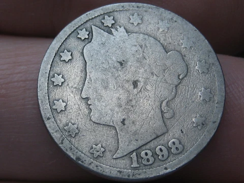 1898 Liberty Head V Nickel 5 Cent Piece- About Good Details, Full Date Cover