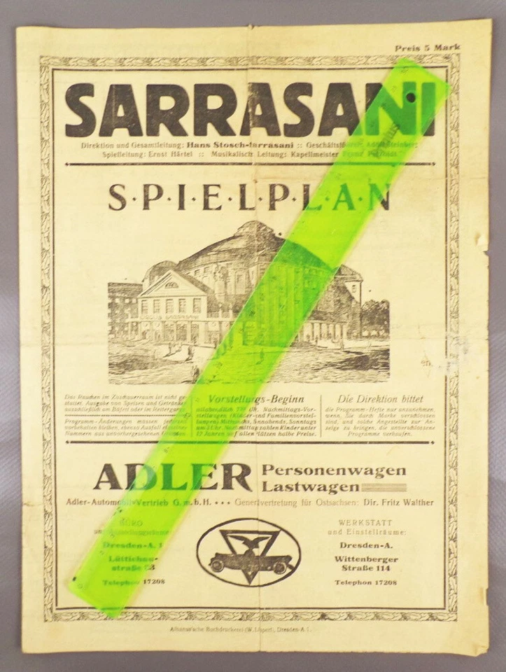 Sarrasani Spielplan Zirkus Dresden Circus um 1910 - Bild 1 von 4