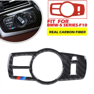A Real Carbon Fiber Headlight Switch Panel Cover Trim For BMW 5 Series F10 11-17 - Picture 1 of 6