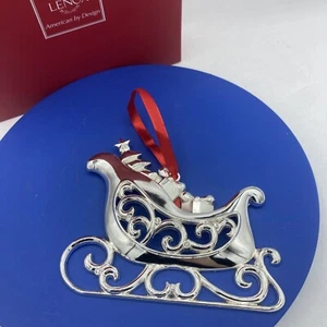 Lenox Sparkle And Scroll Christmas Ornament Sleigh Sled Silverplated Crystals - Picture 1 of 8
