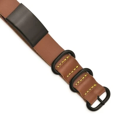 Acero Inoxidable Cepillado Negro IP Marrón Cuero Ajustable Pulsera ID Foto 1 de 4