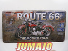 Pb119 Plaques Tolee Vintage 15 X 30 Cm Embossé : Route 66 Moto The Mother Road