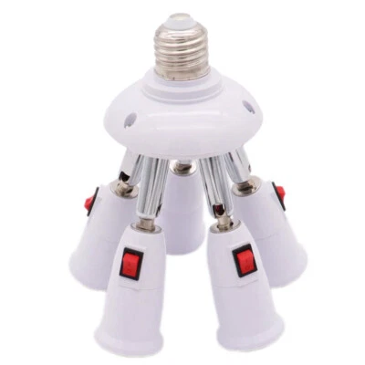 5 in 1 E26/E27 Splitter Socket Adapter w/ Switch Adjustable Bulb Socket Splitter - Image 1 of 4