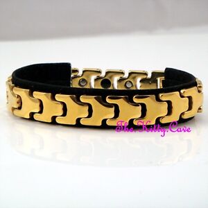 Magnetic Tungsten Carbide Arthritis Relief Pain Therapy 24k Gold Plated Bracelet