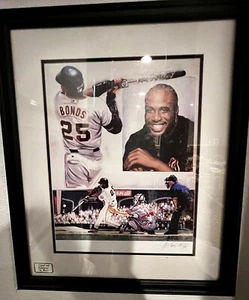 Framed Numbered (#22/25) Barry Bonds Lithograph Signed By The Artist - Picture 1 of 3