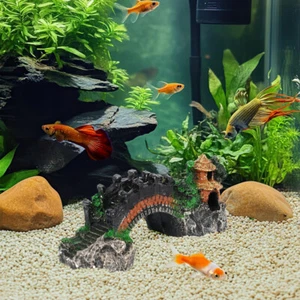 Aquarium Ornament Photography Prop Decoration Fish Tank Bridge Landscape Tree - Picture 1 of 11
