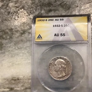 1932-S Silber Washington Quarter AU55 - Bild 1 von 2